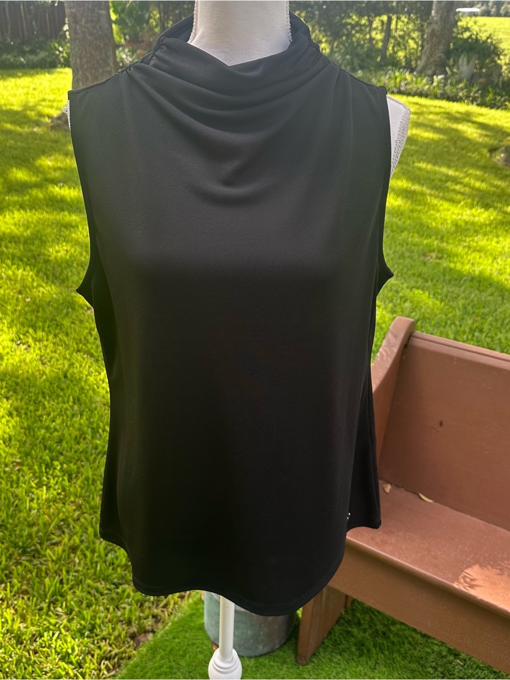 Donna Karan Black Draped Cowl Neck Sleeveless Camisole